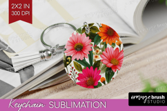 3D Flowers Keychain PNG - Summer Keychain Sublimation Product Image 1