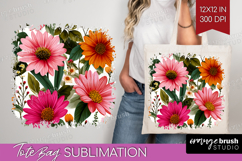 3D Flowers Tote Bag - Summer Tote Bag PNG Sublimation Product Image 1