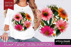 3D Flowers Round Tshirt Background - Summer PNG Sublimation Product Image 1