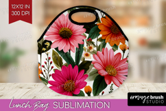 3D Flowers Lunch Bag - Summer Lunch Bug PNG Sublimation Product Image 1