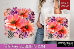 3D Flowers Tote Bag - Summer Tote Bag PNG Sublimation Product Image 1