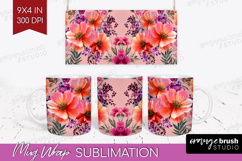 3D Flowers Mug Wrap - Summer Mug PNG Sublimation Product Image 1