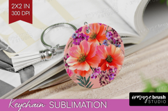3D Flowers Keychain PNG - Summer Keychain Sublimation Product Image 1