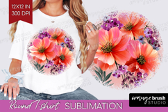 3D Flowers Round Tshirt Background - Summer PNG Sublimation Product Image 1