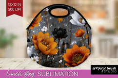 3D Flowers Lunch Bag - Summer Lunch Bug PNG Sublimation Product Image 1