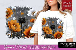 3D Flowers Square Tshirt Background - Summer PNG Sublimation Product Image 1
