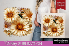 3D Flowers Tote Bag - Summer Tote Bag PNG Sublimation Product Image 1
