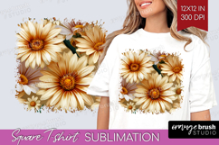 3D Flowers Square Tshirt Background - Summer PNG Sublimation Product Image 1