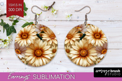 3D Flowers Round Earrings - Summer PNG Sublimation Product Image 1