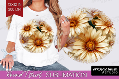 3D Flowers Round Tshirt Background - Summer PNG Sublimation Product Image 1