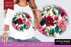 3D Flowers Round Tshirt Background - Summer PNG Sublimation Product Image 1