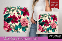 3D Flowers Tote Bag - Summer Tote Bag PNG Sublimation Product Image 1