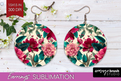 3D Flowers Round Earrings - Summer PNG Sublimation Product Image 1