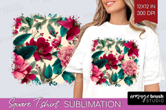 3D Flowers Square Tshirt Background - Summer PNG Sublimation Product Image 1