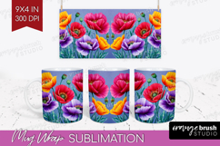 3D Flowers Mug Wrap - Summer Mug PNG Sublimation Product Image 1