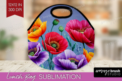 3D Flowers Lunch Bag - Summer Lunch Bug PNG Sublimation Product Image 1