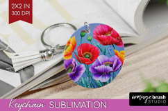 3D Flowers Keychain PNG - Summer Keychain Sublimation Product Image 1
