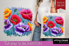 3D Flowers Tote Bag - Summer Tote Bag PNG Sublimation Product Image 1