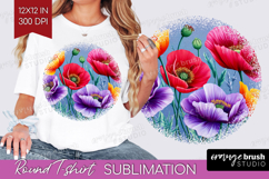 3D Flowers Round Tshirt Background - Summer PNG Sublimation Product Image 1