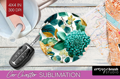 3D Flowers Car Coaster - Summer Coaster PNG Sublimation Product Image 1
