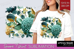 3D Flowers Square Tshirt Background - Summer PNG Sublimation Product Image 1