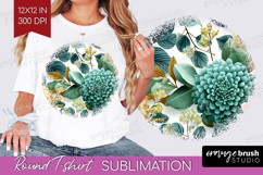 3D Flowers Round Tshirt Background - Summer PNG Sublimation Product Image 1
