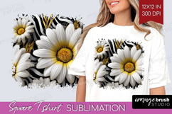 3D Flowers Square Tshirt Background - Summer PNG Sublimation Product Image 1
