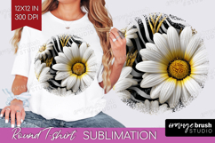 3D Flowers Round Tshirt Background - Summer PNG Sublimation Product Image 1