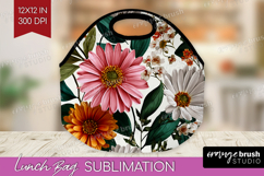 3D Flowers Lunch Bag - Summer Lunch Bug PNG Sublimation Product Image 1