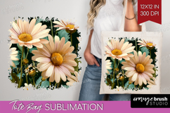 3D Flowers Tote Bag - Summer Tote Bag PNG Sublimation Product Image 1
