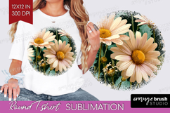 3D Flowers Round Tshirt Background - Summer PNG Sublimation Product Image 1