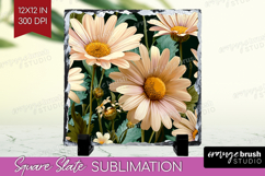 3D Flowers Slate PNG - Summer Square Slate Sublimation Product Image 1