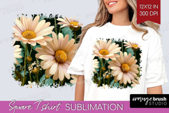 3D Flowers Square Tshirt Background - Summer PNG Sublimation Product Image 1