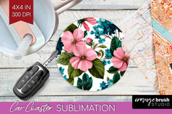 3D Flowers Car Coaster - Summer Coaster PNG Sublimation Product Image 1