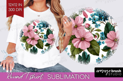 3D Flowers Round Tshirt Background - Summer PNG Sublimation Product Image 1