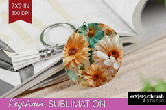 3D Flowers Keychain PNG - Summer Keychain Sublimation Product Image 1