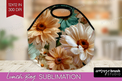 3D Flowers Lunch Bag - Summer Lunch Bug PNG Sublimation Product Image 1