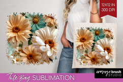 3D Flowers Tote Bag - Summer Tote Bag PNG Sublimation Product Image 1
