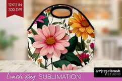 3D Flowers Lunch Bag - Summer Lunch Bug PNG Sublimation Product Image 1