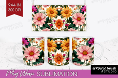 3D Flowers Mug Wrap - Summer Mug PNG Sublimation Product Image 1