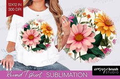3D Flowers Round Tshirt Background - Summer PNG Sublimation Product Image 1
