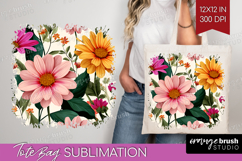 3D Flowers Tote Bag - Summer Tote Bag PNG Sublimation Product Image 1