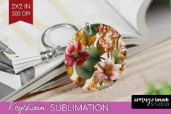 3D Flowers Keychain PNG - Summer Keychain Sublimation Product Image 1