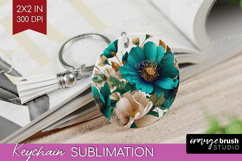 3D Flowers Keychain PNG - Summer Keychain Sublimation Product Image 1