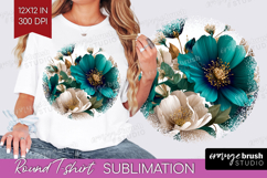 3D Flowers Round Tshirt Background - Summer PNG Sublimation Product Image 1