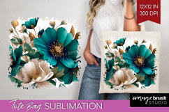3D Flowers Tote Bag - Summer Tote Bag PNG Sublimation Product Image 1