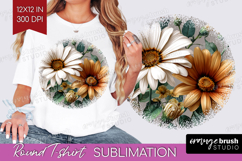3D Flowers Round Tshirt Background - Summer PNG Sublimation Product Image 1
