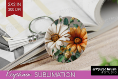 3D Flowers Keychain PNG - Summer Keychain Sublimation Product Image 1