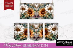 3D Flowers Mug Wrap - Summer Mug PNG Sublimation Product Image 1