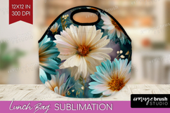 3D Flowers Lunch Bag - Summer Lunch Bug PNG Sublimation Product Image 1